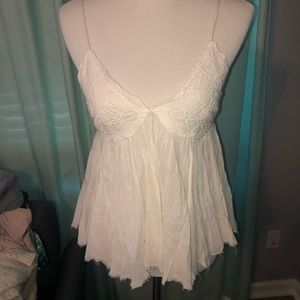 Free People flowy white tank top -tie in back